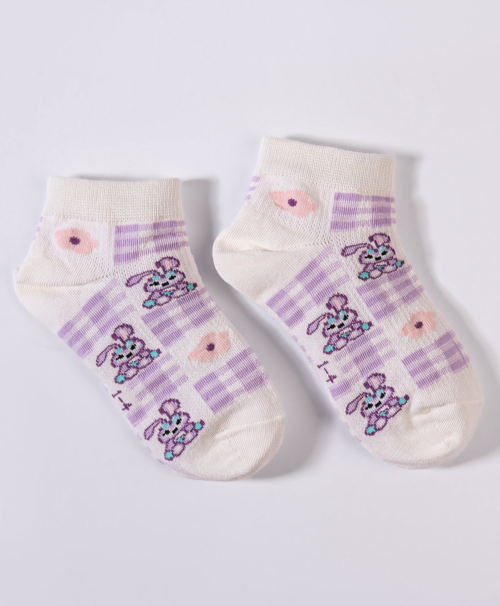 Heart Patch & Bunny Printed Ankle Length Anti Bacterial Socks Pack of 3-Multicolour (1 TO 12 YEARS)