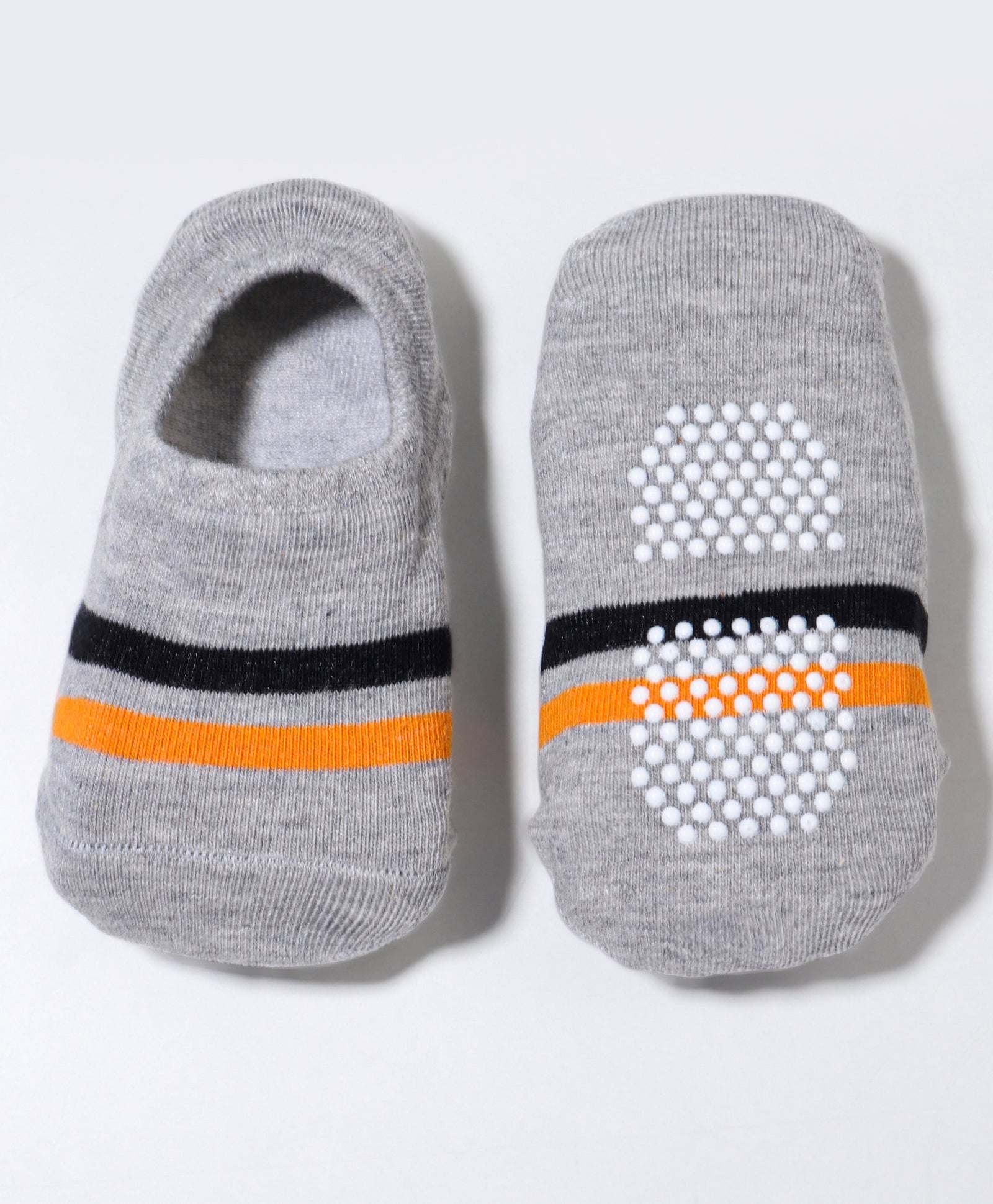Pack of 2 Stripes & Boy Text Print Anti Skid Loafer Socks - Beige & Grey (1 TO 12 YEARS)