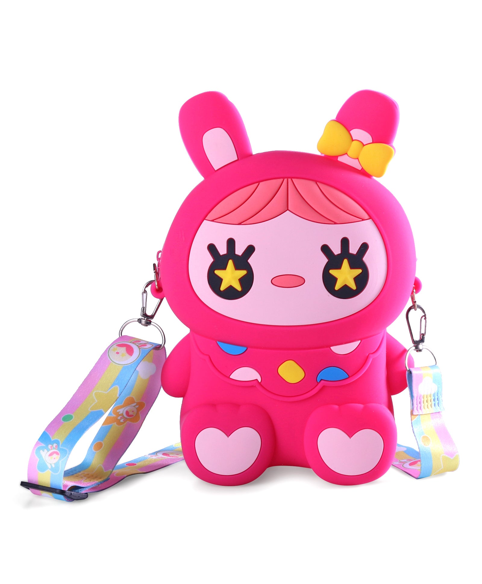 Starry Eyes Doll Shape Silicone Sling Bag - Dark Pink