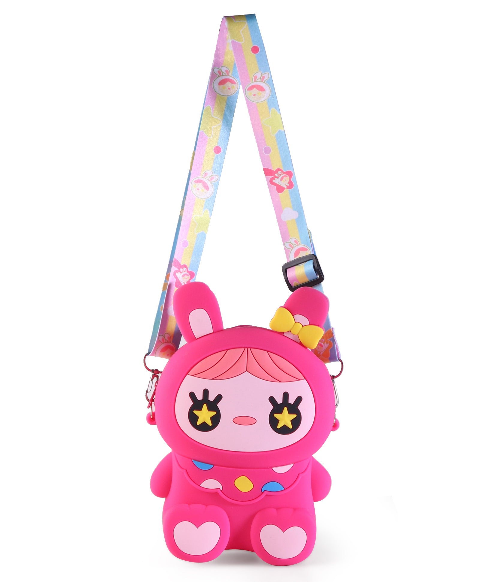 Starry Eyes Doll Shape Silicone Sling Bag - Dark Pink