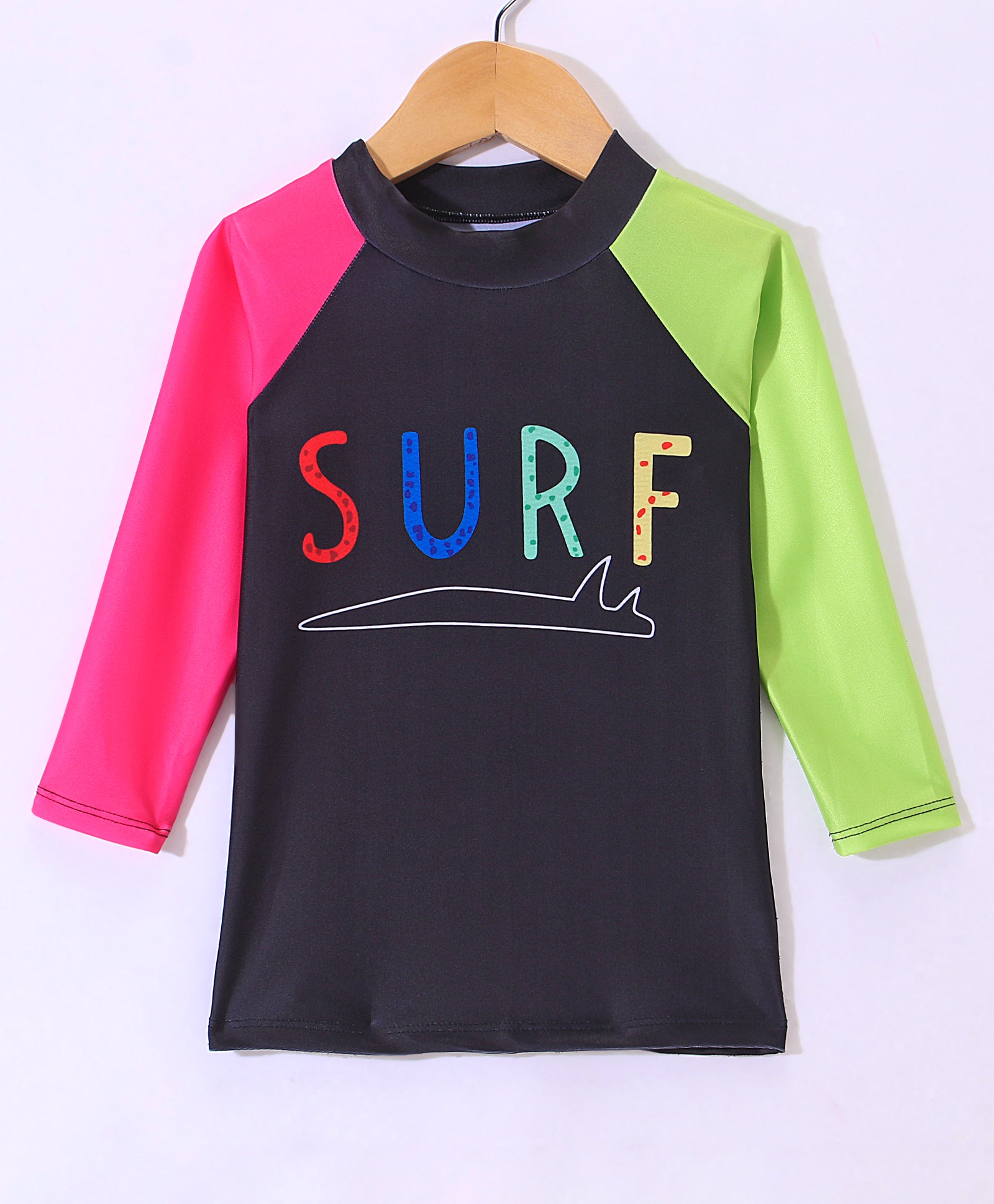 SURF PRINT FULL SLEEVES 2 PIECE SWIMSUIT - PINK GREEN BLACK & BLUE (3 TO 10 YEARS) (Copy)