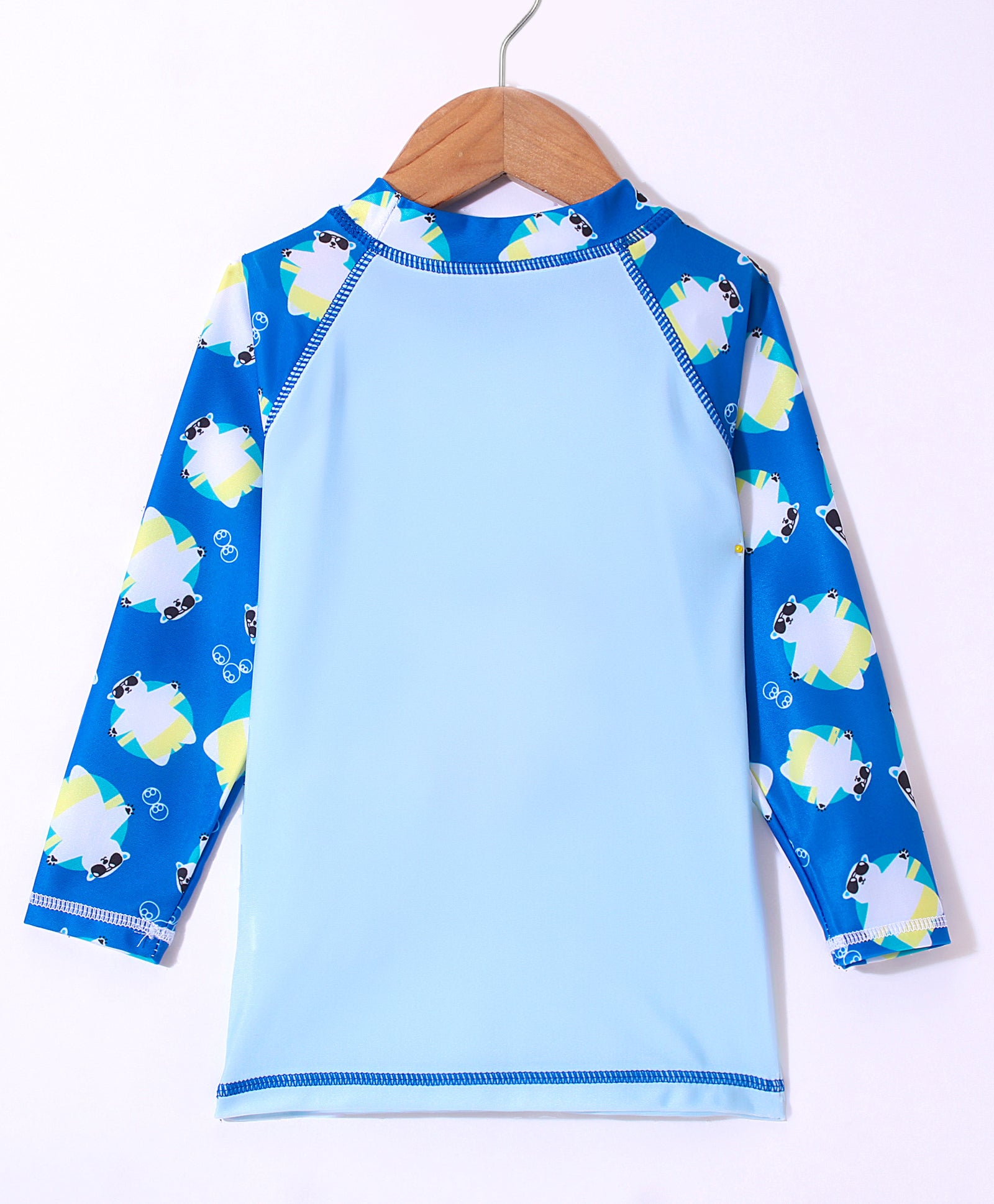 BEAR PRINTED RAGLAN SLEEVES 2 PIECE SWIMSUIT - BLUE (2 TO 7 YEARS)