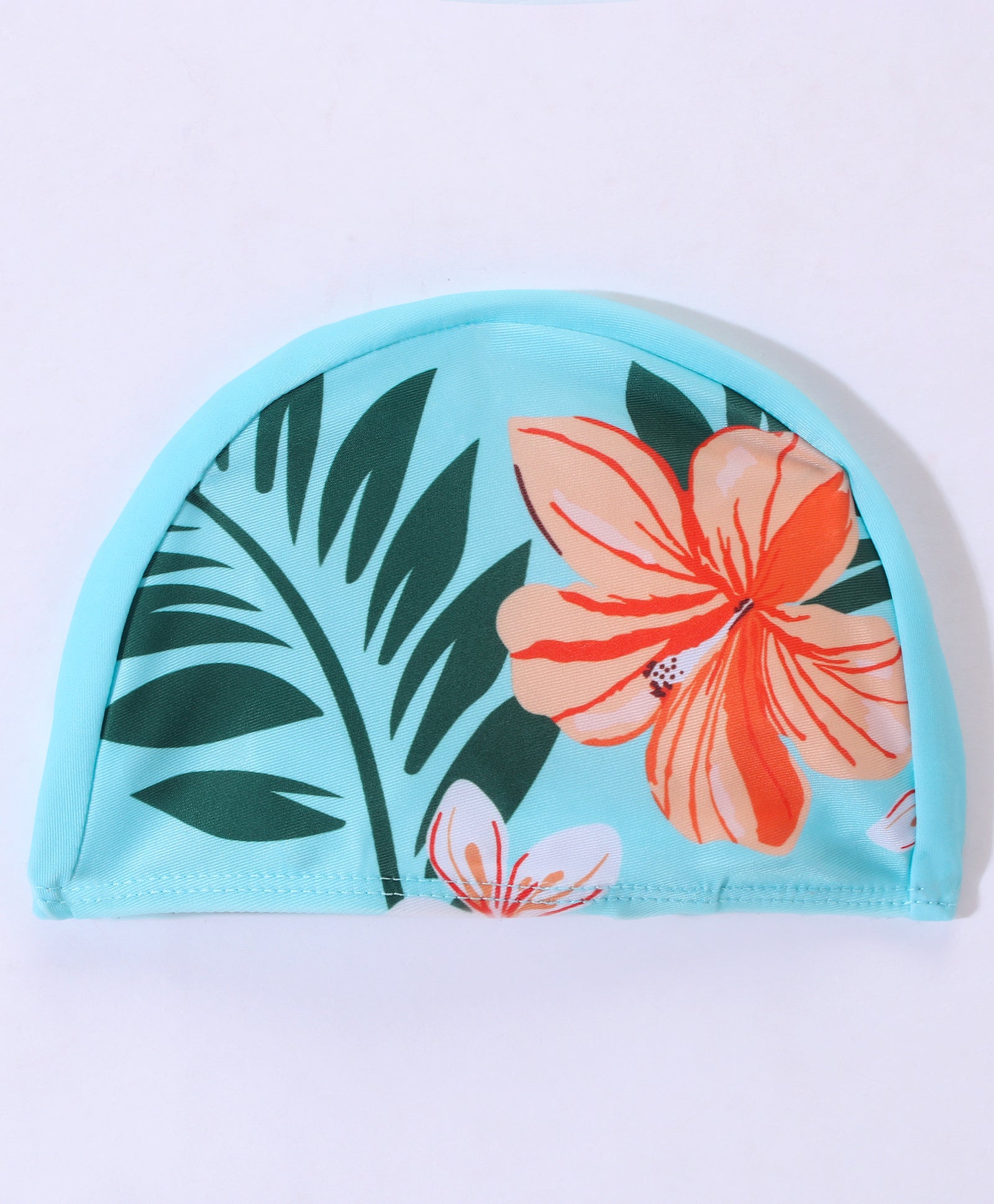 HIBISCUS FLOWER PRINTED FULL SLEEVES V CUT SWIMSUIT WITH CAP - LIGHT BLUE (2 TO 6 YEARS)