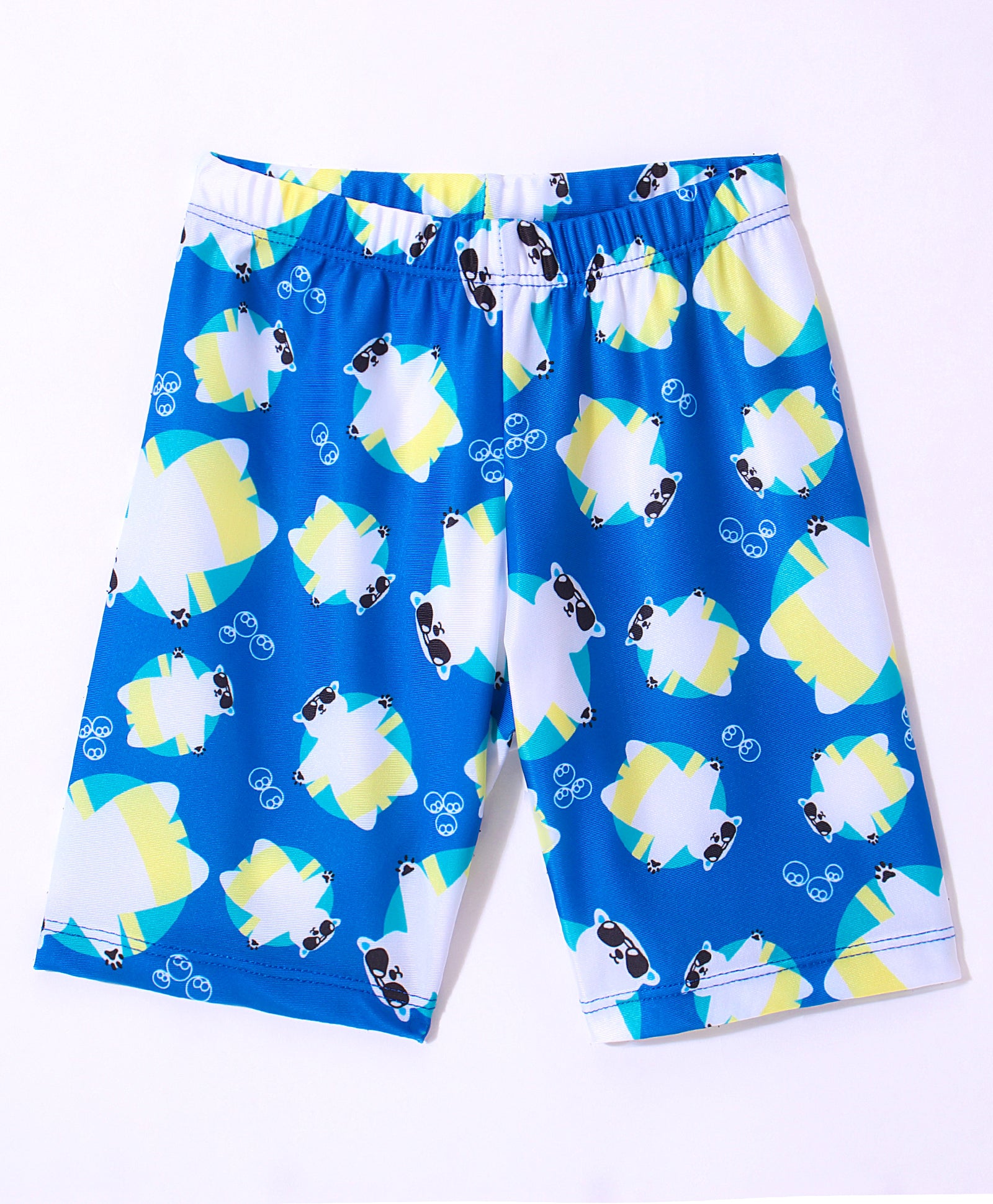 BEAR PRINTED RAGLAN SLEEVES 2 PIECE SWIMSUIT - BLUE (2 TO 7 YEARS)